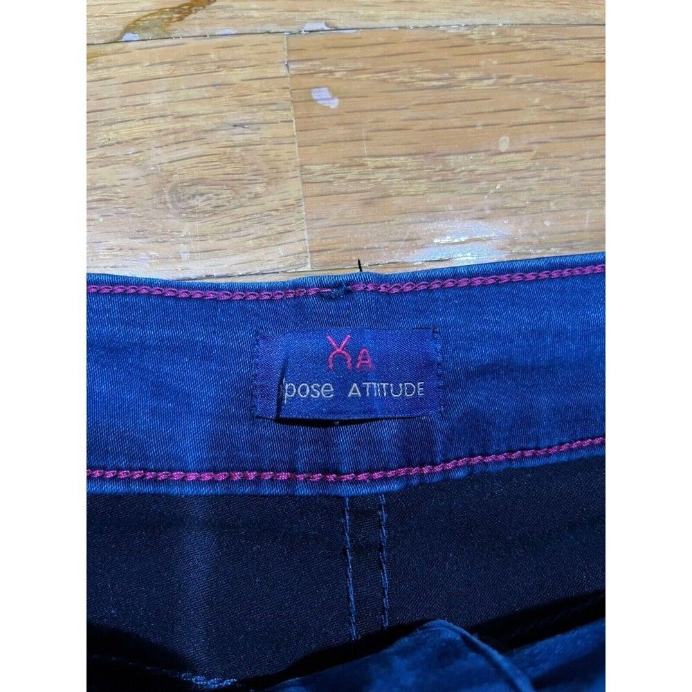 X'pose Attitude Jeans Women's 25x26 Blue High Rise Frayed Ankles Denim - Picture 3 of 8